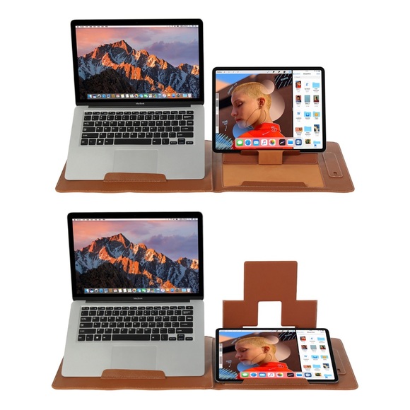 Leather Laptop carry case with foldable computer stand + tablet stand - Picture 10 of 11